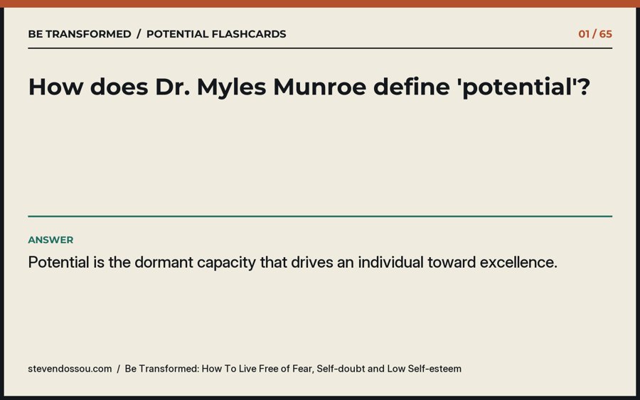Preview of the Be Transformed potential flashcards