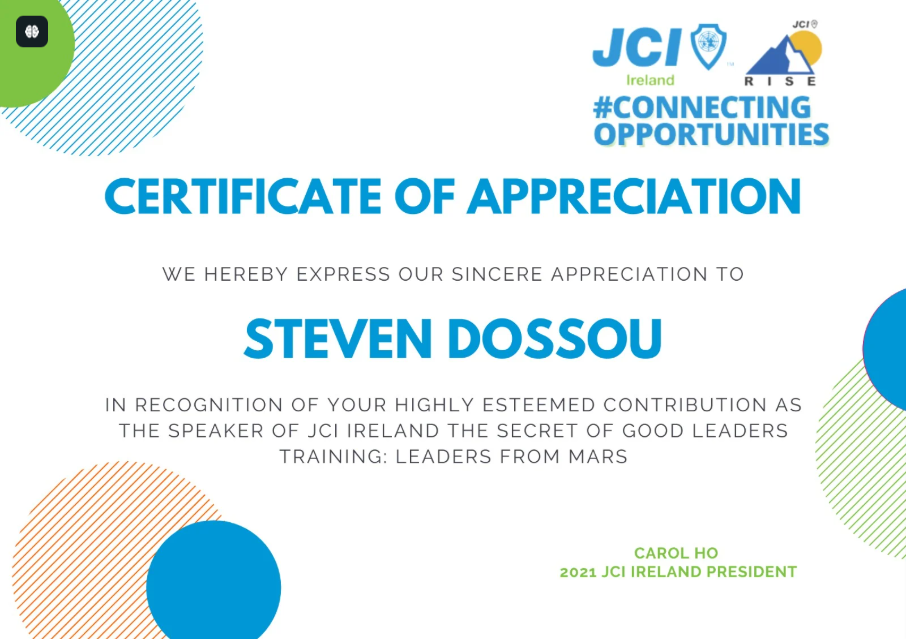 JCI Ireland, The Secret of Good Leaders, 2021
